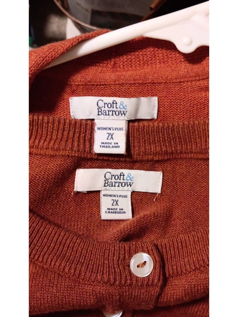 Croft & Barrow 2X Cardigan Sweaters Lot 2 Rust Orange Button Up & Open Duster - Picture 8 of 10
